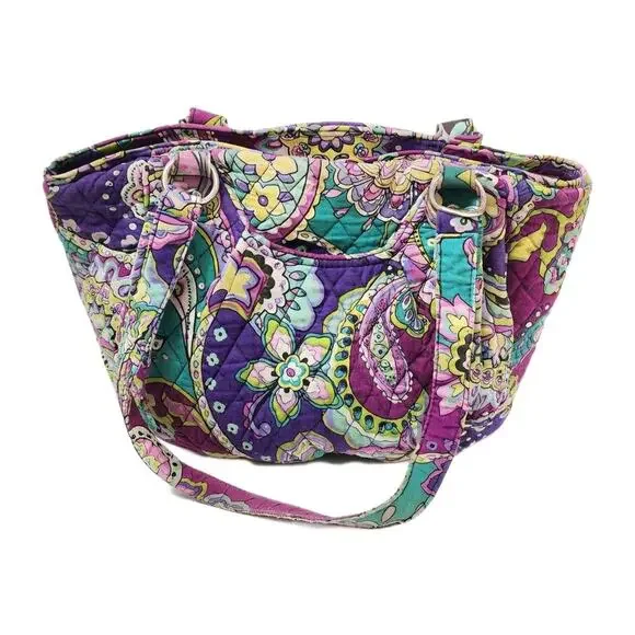Vera Bradley retired quilted Mandy tote bag in a plum crazy paisley pattern. - Picture 2 of 16